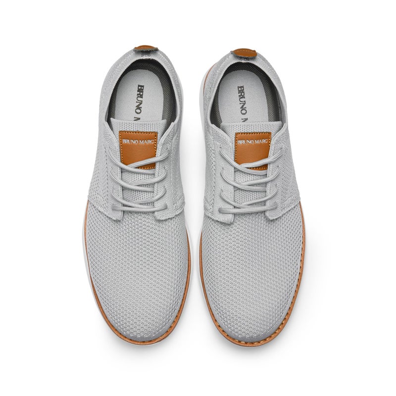 Bruno Marc Men's KnitFlex Breeze Mesh Sneakers Oxfords Lace-Up Lightweight Casual Walking Shoes,Size 7,Grey,GRAND-01 - Image 4